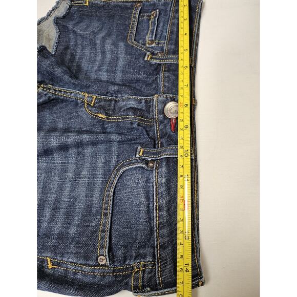 Ecko UNLTD Women's Shorts Size 3/4 Blue Dark Wash Denim Jean Pockets Raw Hem - Picture 11 of 13